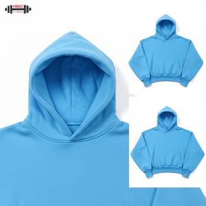 Haute qualité poids lourd surdimensionné 100% coton polaire hiver plaine teint hommes longueur régulière sweat à capuche bouffée impression 300gsm - Product Image 5