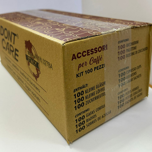 KIT MIXTO Vasos de Papel Biodegradables Desechables Compostables + Agitadores + Azúcar 100PCs bolsa personalizable logo 100% ecofriendly - Product Image 2