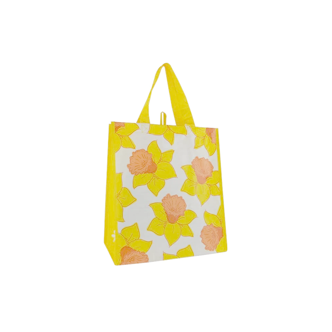 Yellow Oversize Polypropylene Reusable Shopping Tote Bag Flexographic Digital Printing Customizable Graphic Design Film
