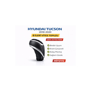 2018-2020 Hyundai Tucson 5-Speed <b>Gear</b> Shift <b>Knob</b> Black Chrome Compatible 43711C72104X Leather and Plastic Material - Product Image 1
