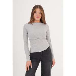 Blusa Gris de Manga Larga para Mujer con Abertura Lateral, Producto al por Mayor - Product Image 4
