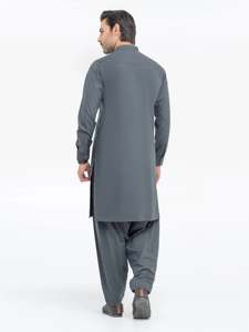Salwar Kameez pour hommes pakistanais, style uni, tenue traditionnelle musulmane pour le bureau, la vie quotidienne et la Jumma. - Product Image 5