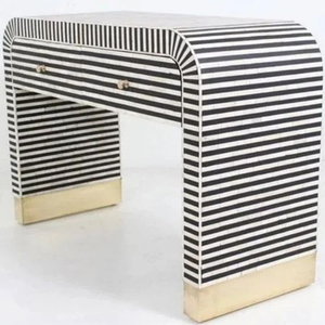 Table console d'entrée en bois avec incrustations d'os faites à la main, design classique, écologique, complexe, résine d'os et bois, artisanat multiple - Product Image 5