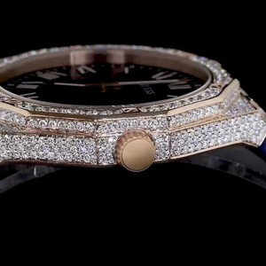 Impresionante Reloj de Diamantes Cultivados en Laboratorio para Hombre, Diseño Moderno y Elegante, Caja de Acero Inoxidable, Movimiento Mecánico, Puntero de Cristal, 21 cm de Alto - Product Image 2