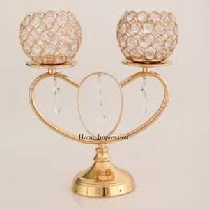 Dernier modèle arrivée ananas Designer fils métalliques plaqués or et cristal clair fait bougeoir pour les décorations de mariage - Product Image 3