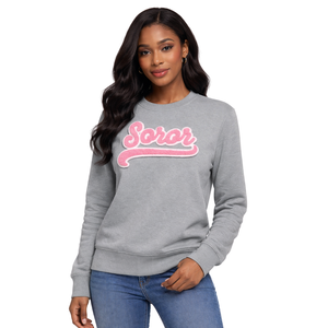 Sudadera con Cuello Redondo Gris Acero para Hermandad Universitaria, Sudadera Rosa y Verde para Mujeres, Ropa Casual Elegante para Hermandad Universitaria - Product Image 1