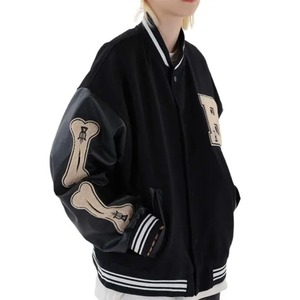 Veste universitaire brodée de train pour hommes coupe-vent à col montant avec impression simple Veste Letterman de style High Street - Product Image 3