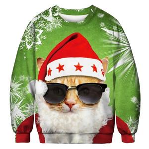 Vêtements pour hommes Sweat-shirt Noël Chat mignon Sweat-shirt Motif d'impression 3D Col ras du cou Pull-over Sweat-shirt - Product Image 3