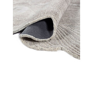 Tapis Infini abstrait en laine et viscose tufté à la main, gris et noir, Tra-15069, pour adolescents, pour l'entrée, le couloir ou le salon - Product Image 2