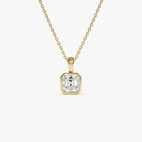 Pendentif Charme Intemporel en Diamant de Laboratoire Taille Asscher Sertie en Bezel 1,00 Carat E-F VS Or 14K pour Mariage, Fiançailles et Soirées