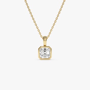Pendentif Charme Intemporel en Diamant de Laboratoire Taille Asscher Sertie en Bezel 1,00 Carat E-F VS Or 14K pour Mariage, Fiançailles et Soirées - Product Image 1