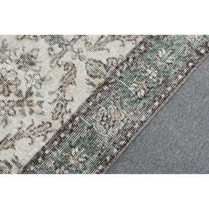 Alfombra Turca de 3.7x6.7 pies, Alfombra Vintage, Alfombra Ikat Verde - Product Image 5