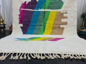 Beni Ourain Thảm <span class=keywords><strong>7X10</strong></span> Trắng Ma-rốc Handmade Len Trừu Tượng Beni Màu Berber Thảm Khu Vực Thảm Lông Thảm Cho Phòng Ăn - Product Image 4