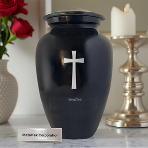 Classic Style Black Cremation Urns Keepsake for Human Pet Kids Ashes With Cross Decorative Funeral <b>Memorial</b> Ashes Storage Jars - Product Image 1