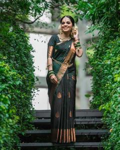 High Quality Heavy Jacquard Silk <b>Saree</b> Purple Sky Blue Border <b>Golden</b> Big Jacquard Weaving Bollywood Viscose for Summer Winter - Product Image 1