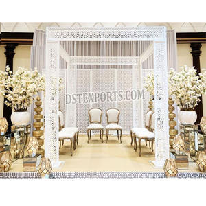 Boda creativa blanco corte láser Marruecos Mandap tendencia corte láser Metal Mandap para bodas blanco Mandap para bodas asiáticas - Product Image 1