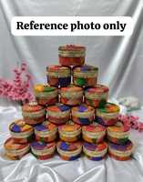 Boîte à Ladoo Phulkari Punjabi, boîte cadeau en acier inoxydable brodée pour mithai et fruits secs, récipient à bonbons, cadeau pour Lohri et Sakranti