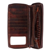 100% asli minyak penarik kulit wanita ritsleting/dompet genggam hitam, coklat, tan