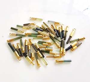 Turmalina Sticks Conector de piedras preciosas Colgante de un solo bucle Colgante de conector natural de plata 925 Colgante de lápiz chapado en oro de 14 quilates - Product Image 2