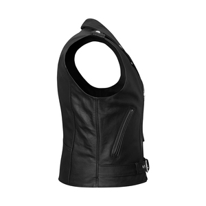 Gilet noir en faux cuir pour homme, gilet de moto hip-hop, punk, solide, noir, printemps, sans manches - Product Image 4