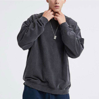 Sudadera de Invierno Personalizada de Felpa Francesa Gruesa, 100% Algodón, Unisex, Corte Regular, Cuello Redondo, Estilo Vintage Desgastado