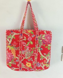 Bolso de mano de algodón indio tradicional para mujer, bolso acolchado de estilo bohemio, estampado de animales, patrón étnico, lona personalizable, venta al por mayor - Product Image 1