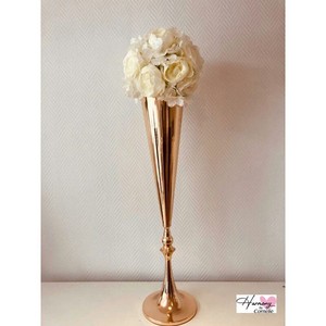 Florero alto elegante decoración boda centro de mesa al por mayor logotipo personalizado embalaje alto acabado dorado - Product Image 3