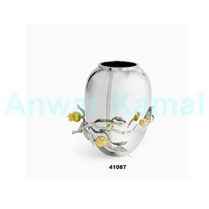 Floreros de lado redondo de Metal plateado martillado Floreros de diseño moderno para decoración de eventos de fiesta de boda - Product Image 2