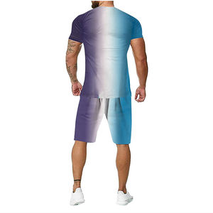 Conjuntos cortos de fabricante de alta calidad, conjunto de pantalones cortos de dos piezas personalizados para hombre, camiseta con conjunto corto de verano transpirable - Product Image 3