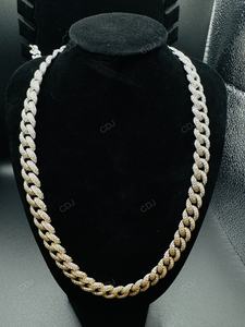 Cadena Cubana de Plata de Ley de 10 mm y 18 Pulgadas, Chapada en Oro Rosa/Amarillo/Blanco, Moissanita VVS de Alta Calidad con Certificado GRA, Brillante - Product Image 2