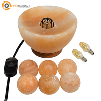 Lampe de sel de bol de feu de l'Himalaya de décor à la maison avec 6 boules de massage de qualité supérieure fabriquées au Pakistan PAR IMPEX PAKISTAN