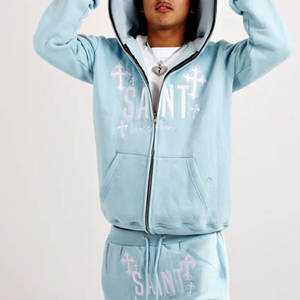 ชุดวอร์มมีซิปสำหรับผู้ชายแบบเต็มหน้าพิมพ์โลโก้แบบกำหนดเอง - Product Image 5