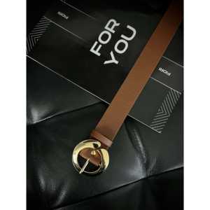 Ceinture décontractée pour femme avec boucle ronde en alliage doré - Product Image 1