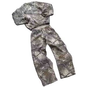 Conjunto de Sudadera con Capucha y Pantalones Deportivos Holgados con Pedrería, Estilo Lavado Ácido, Unisex, Invierno, 100% Algodón, 2026 - Product Image 1