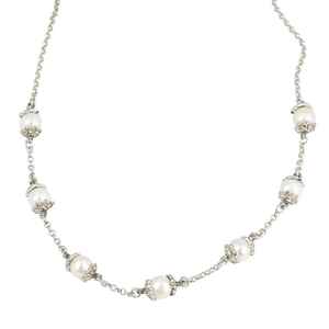 Collar de Perlas de Plata de Ley 925 con Elegante Diseño de Cadena, 42 cm de Largo, 13.4 g de Peso, para Mujer - Product Image 1