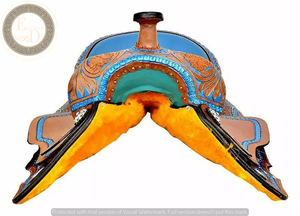 Silla de montar western de cuero genuino ligero de primera calidad, hecha a mano, para carreras de barriles, con color y tamaño personalizados para equitación de espectáculos. - Product Image 2