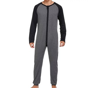 Transpirable 2025 Ropa de dormir para hombre Ropa de salón Manga larga Suave Onesie Pijamas Ropa de noche para hombres - Product Image 6
