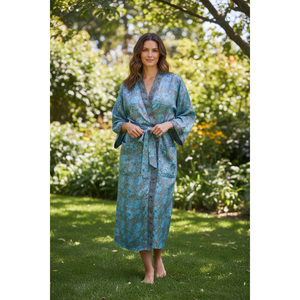 Vintage Chic Recycled Silk Sari <b>Robe</b> for Women Boho House <b>Beach</b> Cover Bridesmaid Lounge Dressing Gown for Resorts Weddings - Product Image 1