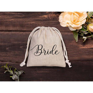 Personalized Bridal Party <b>Drawstring</b> Cotton <b>Pouch</b> Bags Wedding Favor Sacks for Bridesmaids Customizable Gift Bags - Product Image 1