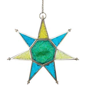 Lanterne métallique en verre multicolore pour la décoration de la maison et du jardin Lanterne à photophore marocaine Lanterne à bougie votive - Product Image 6