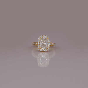 2.7CT Radiant Cut Lab Grown Diamond Ring Trendy 18KT Gold Halo Bague de fiançailles de mariage Bijoux faits à la main pour les femmes - Product Image 2