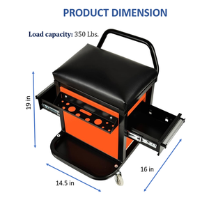 Chariot à outils robuste avec siège roulant, rangement d'outils en acier, équipement de garage et d'atelier, ajustement universel, rouge/orange GAPGAR026 - Product Image 3