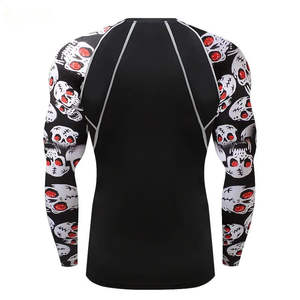 Men's High-Demand <b>Skull</b> <b>Top</b> Design Gym Rash Guard Custom Breathable High Quality Fitness Tight Shirt Fightwear Compression Shirt - Product Image 3