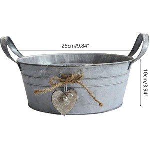 Tina de maceta de metal galvanizado rústico de nuevo estilo con macetas de exterior con mango de metal para decoración de guardería y jardín - Product Image 6