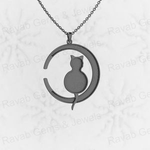 Haute qualité solide 925 argent 32mm rond avec chat Animal blanc Semi montage pendentif à breloque réglage résine et cendres souvenir bijoux - Product Image 3