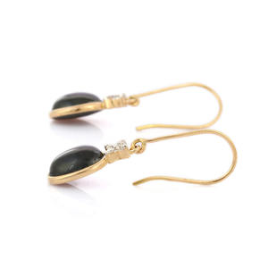 ใหม่แฟชั่นคุณภาพสูง 100% ธรรมชาติสีดําดาวและเพชรห้อยต่างหู 14K สีเหลืองทองเครื่องประดับ Fine ขาย - Product Image 4