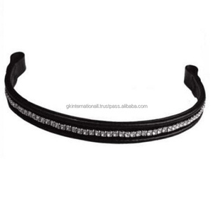 สายรัดหนังตกแต่งคิ้วและม้า,สายรัดหนังที่มีแผ่นรองนุ่มเย็บแน่นออกแบบด้วยคริสตัลสีเงินทรงกลมแบบกำหนดเองสายรัดคิ้วแวววาว - Product Image 1