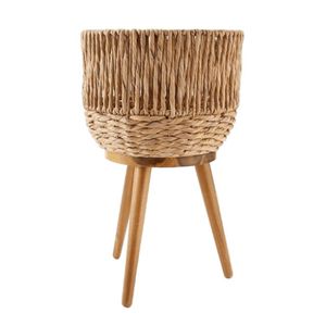 Wholesale High Quality Water Hyacinth Planter Pot with Wooden Stand for Indoor Home Decor Luxury Hand Woven From VietNam - Product Image 4