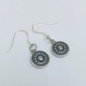 Tournesol boucle d'oreille 925 en argent Sterling fait à la main Leaver dos goutte balancent crochet breloque bijoux cadeau pour elle prix usine - Product Image 4