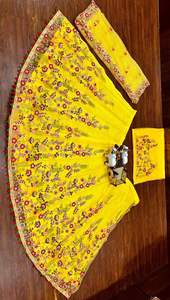 Ultra-Satin Soie Lehenga Choli À La Mode Lourd Brodé Travail Traditionnel Indien Doux Mono Net Cancan Toile Patta BD D'été - Product Image 6